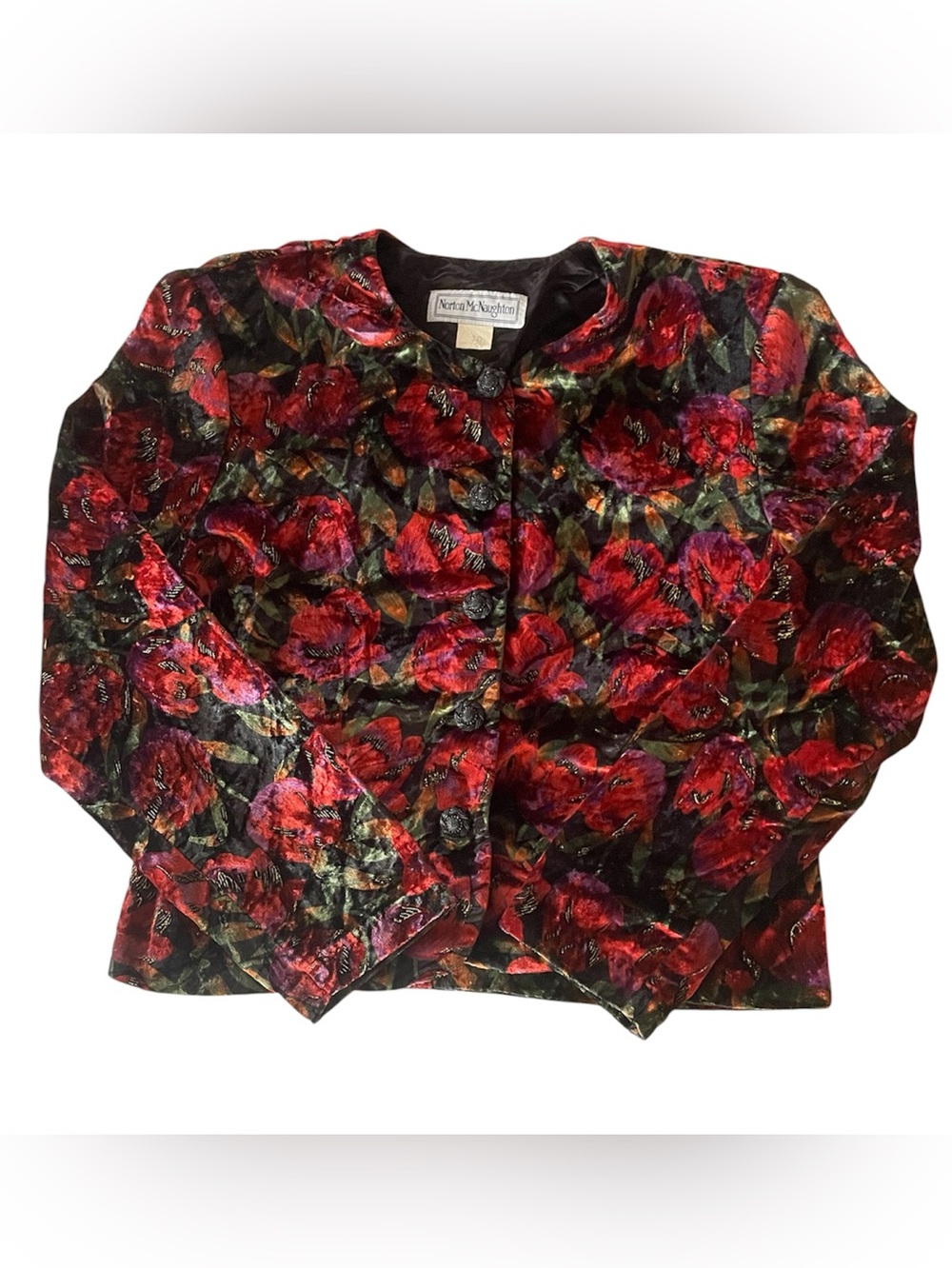 90s Norton McNaughton Velvet Floral Blazer Jacket 10 Whimsygoth-Regal Victorian